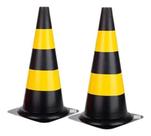 Cone De Rua Sinalização Obra Buraco Preto Amarelo 50cm Kit 2
