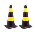 Cone De Sinalizacao Amarelo E Preto 75 Cm Kit C/2