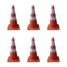 Cone de Sinalização Refletivo Flexível 50 cm Laranja e Branco Kit com 6 Plastcor