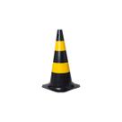 Cone de Sinalização Trânsito em PVC 50 cm Preto e Amarelo