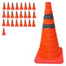 Cone Estrada Flexivel Retratil Kit 25 Uni Alerta Portatil Dobravel Transito Sinalizaçao Rodovia Obra Balizador
