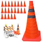 Cone Estrada Retratil Kit 21 Uni Alerta Transito Portatil Dobravel Flexivel Sinalizaçao Rodovia Obra Balizador Segurança