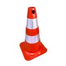 Cone flexível 50cm com faixa refletiva branca ou amarela - marca plastcor - cod. 700.00654 Cone flexível 50cm com faixa refletiva branca ou amarela - marca plastcor - cod. 700.00654