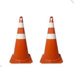 Cone ( Kit c/2 Pçs ) 50 cm para sinalização transito Laranja e branco.