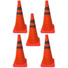 Cone Portatil Alerta Viario Obra Kit 5 Uni Retratil Sinalizador Estacionamento Baliza Rodovia Segurança Estrada Dobravel Cone Portatil Alerta Viario Obra Kit 5 Uni Retratil Sinalizador Estacionamento Baliza Rodovia Segurança Estrada Dobravel