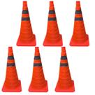 Cone Retratil Dobravel Kit 6 Uni Flexivel Alerta Obra Sinalizaçao Segurança Rodovia Estrada Emergencia Estacionamento