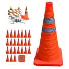 Cone Retratil Flexivel Sinalizaçao Kit 24 Uni Estrada Dobravel Alerta Obra Rodovia Segurança Emergencia Estacionamento