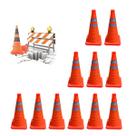 Cone Retratil Kit 11 Uni Sinalizaçao Portatil Dobravel Estrada Rodovia Balizador Flexivo Obra Segurança Emergencia