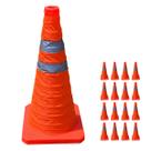 Cone Retratil Kit 16 Uni Sinalizaçao Portatil Dobravel Construçao Balizador Trafego Obra Estacionamento Segurança