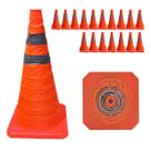 Cone Retratil Kit 17 Sinalizaçao Alerta Flexivel Aviso Seguranca Obra Baliza Estrada Rodovia Dobravel Portatil