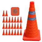 Cone Retratil Kit 23 Uni Refletivo Portatil Dobravel Sinalizaçao Estrada Trafego Obra Segurança Balizador Emergencia