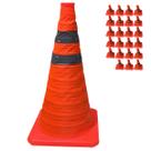 Cone Retratil Kit 23 Uni Sinalizaçao Alerta Flexivel Aviso Seguranca Obra Baliza Estrada Rodovia Dobravel Portatil