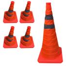 Cone Retratil Obra Baliza Kit 4 Estrada Sinalizador Portatil Dobravel Flexivel Rodovia Estacionamento Segurança Viario
