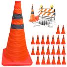 Cone Retratil Portatil Kit 22 Uni Obra Trafego Sinalizador Segurança Dobravel Estacionamento Estrada Rodovia Balizador Cone Retratil Portatil Kit 22 Uni Obra Trafego Sinalizador Segurança Dobravel Estacionamento Estrada Rodovia Balizador