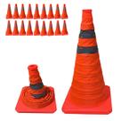 Cone Retratil Sinalizaçao Kit 18 Uni Portatil Obra Trafego Baliza Aviso Alerta Flexivel Dobravel Segurança Estrada Rua