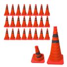 Cone Retratil Sinalizaçao Kit 24 Uni Portatil Obra Trafego Baliza Aviso Alerta Segurança Estrada Rua Dobravel Flexivel