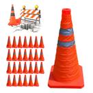 Cone Retratil Sinalizaçao Kit 27 Uni Portatil Dobravel Estrada Rodovia Emergencia Flexivo Obra Balizador Segurança