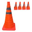 Cone Retratil Sinalizaçao Kit 4 Uni Portatil Dobravel Flexivel Segurança Obra Estacionamento Estrada Trafego Rodovia