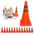 Cone Rodovia Retratil Kit 13 Uni Transito Flexivel Segurança Estrada Rua Emergencia Dobravel Alerta Obra Sinalizaçao Cone Rodovia Retratil Kit 13 Uni Transito Flexivel Segurança Estrada Rua Emergencia Dobravel Alerta Obra Sinalizaçao