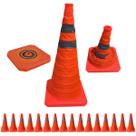 Cone Rodovia Retratil Transito Kit 16 Uni Flexivel Segurança Estrada Rua Emergencia Dobravel Alerta Obra Sinalizaçao