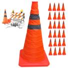 Cone Segurança Portatil Kit 24 Uni Retratil Sinalizador Transito Aviso Acidente Estacionamento Estrada Rodovia Rua
