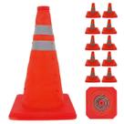 Cone Sinalizaçao Retratil Kit 10 Uni Estrada Trafego Obra Refletivo Portatil Dobravel Segurança Emergencia Balizador