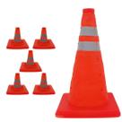 Cone Sinalizaçao Retratil Kit 5 Uni Refletivo Portatil Dobravel Estrada Trafego Obra Segurança Emergencia Balizador