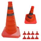 Cone Sinalizaçao Retratil Kit 8 Uni Flexivel Dobravel Portatil Alerta Aviso Seguranca Obra Baliza Estrada Rodovia
