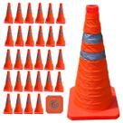 Cone Transito Portatil Kit 28 Uni Sinalizaçao Estrada Trafego Obra Rodovia Refletivo Rua Emergencia Segurança