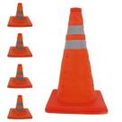 Cone Transito Portatil Sinalizador Kit 4 Uni Aviso Acidente Alerta Rodovia Dobravel Obra Estrada Balizador Atençao