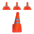 Cone Transito Retratil Rodovia Kit 3 Uni Emergencia Dobravel Flexivel Segurança Estrada Alerta Obra Sinalizaçao Rua