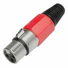 Conector Cannon De Microfone Fêmea Profissional Vermelho - PC / 5 Conector Cannon De Microfone Fêmea Profissional Vermelho - PC / 5