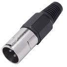 Conector Cannon de Microfone Macho Profissional Preto Conector Cannon de Microfone Macho Profissional Preto
