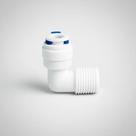 Conector Cotovelo 90 Longo Engate Rápido 1/4" x Rosca Macho 3/8" Alta Resistência