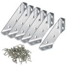Conector de Canto Inox 7 Furos Kit 6 Peças + Parafusos Reforço para Móveis -VitalMG