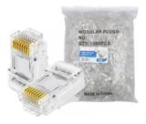 Conector de Rede RJ45 UTP Cat5e Banhado a Ouro - 100 Pçs