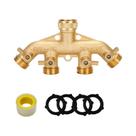 Conector Divisor De Água Em Latão Tipo Y De 3/4 Polegadas Com 2/4 Saídas Para Mangueira De Jardim E