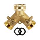 Conector Divisor De Água Para Jardim Em Latão De 3/4 Polegadas Com 2 Saídas Tipo Y Para Torneira