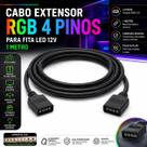 Conector Extensor RGB 4 Pinos 1 Metro Para Fita LED 12V Ideal Para Setup Gamer Móveis E Nichos
