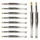 Conector P10 Macho Linha Mono Com Mola Espacada Ponta Gold Baquelite Storm 10 Unidades