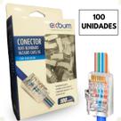 Conector RJ45 Vazado Cat5 cat5e Blindado Vazado Banhado a Ouro Kit 100 Unidades Exbom