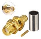 Conector Sma Femea Reto Crimp P/ Cabo Rg58 Rgc58 3 Unidades