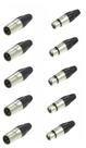 Conector XLR Kit 5 Fema 5 Macho - Seetronic Cromado