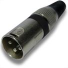 Conector xlr plug de linha macho 3 polos metal niquelado preto cannon painel reforçado profissional