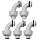 Conectores curvos estanques de PVC MAKERELE de 1 polegada, pacote com 5