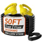 Conectores de Extensão para RV - 30A, 50 Pés, 10 AWG, à Prova D'Água e com Certificação ETL