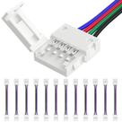 Conectores de fita LED HitLights 10 mm, 4 pinos, RGB, 6 cm, pacote com 12