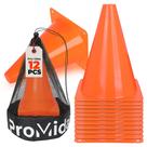 Cones de futebol para treinar crianças com bolsa de malha - 7 polegadas - Cones de trânsito pequenos para treinamento esportivo - Cone laranja pequeno - Conos flexíveis para praticar futebol, basquete e exercícios de futebol (12 unidades - laranja)