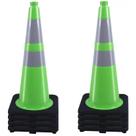 Cones de trânsito BESEA, pacote com 8, 70 cm, verde com gola reflexiva