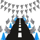 Cones de Trânsito e Bandeiras de Corrida Skylety - Kit para Festas Cones de Trânsito e Bandeiras de Corrida Skylety - Kit para Festas